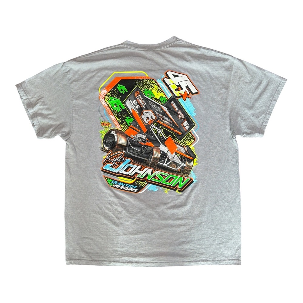 Gildan DryBlend Kyler Johnson Sprint Car Racing Graphic T-Shirt Gray XL #45x